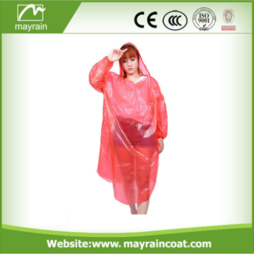 PE Disposable Raincoat with Sleeves and Hood
