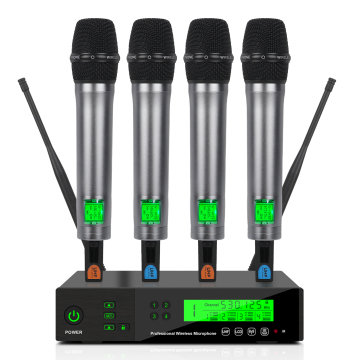 Professional UHF 4 Channel Wireless Microphone System for Stage & Church - GPUB M400 Adjustment Wireless Microphone