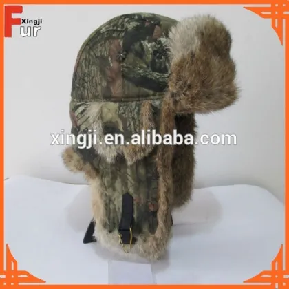 rabbit fur bomber hat