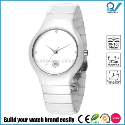 PVD Rosegold/Silver ceramic case crystal diamond and ceramic band women crystal sapphire ceramic watch brands