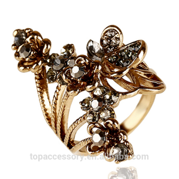 TR6930-26 vintage Flowers Shaped Ring Rhinestone Jewelry Fashion New Bague Anelli Donna Anillos Mujer big rings