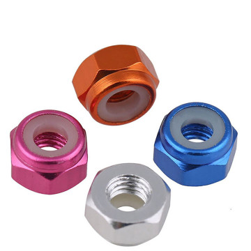 Aluminum Alloy Color Hex Nylon Insert Lock Nut for Bicycle: Self-locking Hexagon Nut M2, M3, M4, M5, M6