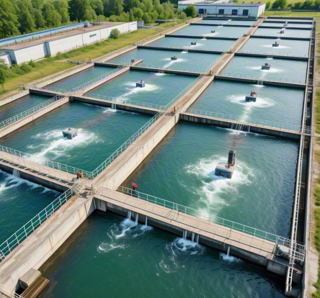 Water treatment plant filtering sewage Water treatment plant filtering sewage