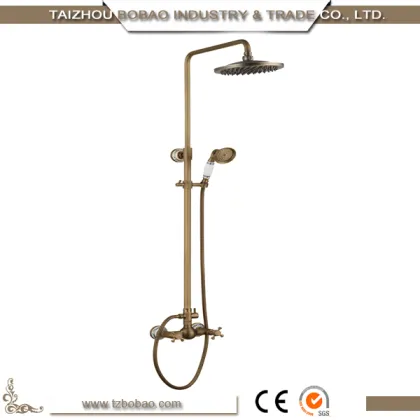 Wall Mounted Double Handles Antique Brass Shower Sets Bath & Shower Faucets Thermostatic Faucets Artistic Brass Shower Faucets