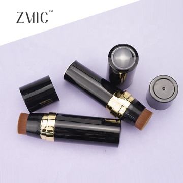 Black Gold Plastic Concealer Foundation Stick Container with Brush - Empty