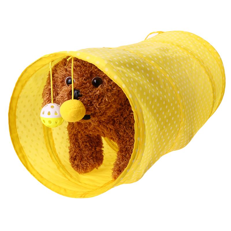 Funny Pet Cat Tunnel 2 Holes Cat Play Tubes Balls Collapsible Crinkle Kitten Dog Toys Puppy 2