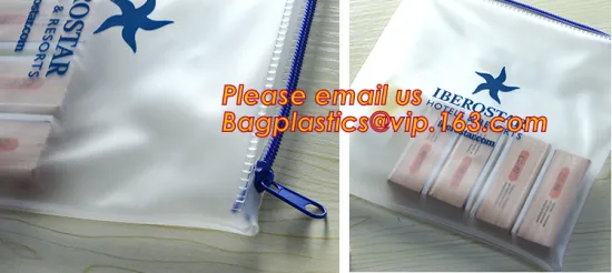Transparent pvc slider zip bag with blue side gusset, pvc zipper lock slider bag, Zipper slider clear pvc bag for ruler with poc