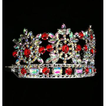 Tiara redonda de flor de diamante de imitación AB de 3 pulgadas