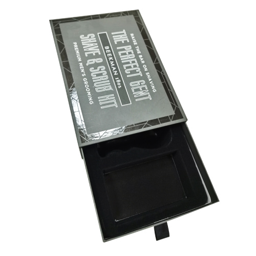 Drawer Black Paper Soap Box with flocking Tray