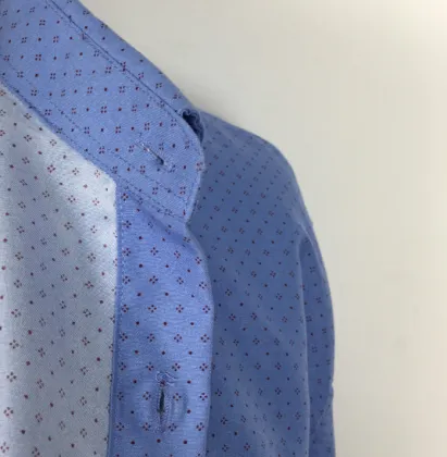 Long Sleeve blue Collar Navy Printing Shirts