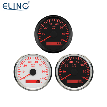 Tachimetro Eling da 85 mm con metro per le ore - da 3000 a 8000 giri / min con il retroilluminazione rossa per i veicoli