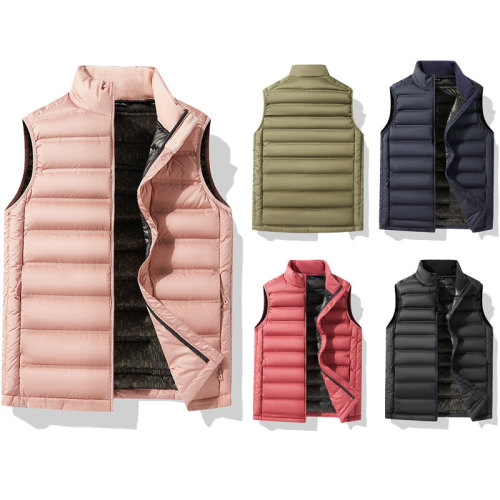 Plus Size Zipper Winter Unisex Sleeveless Outerwear Vest