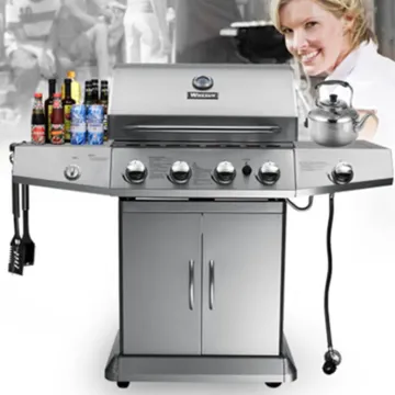 New Safety Durable Large Outdoor Cooking Gas Barbecue Grills Gas Charcoal Dual Use 4 Burner BBQ Gas Grill