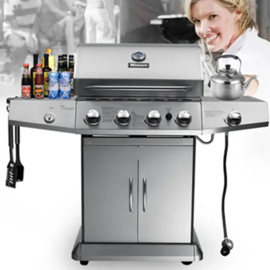 New Safety Durable Large Outdoor Cooking Gas Barbecue Grills Gas Charcoal Dual Use 4 Burner BBQ Gas Grill