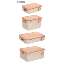 Ribbed Container Plastic Storage Box with Lid & Handle