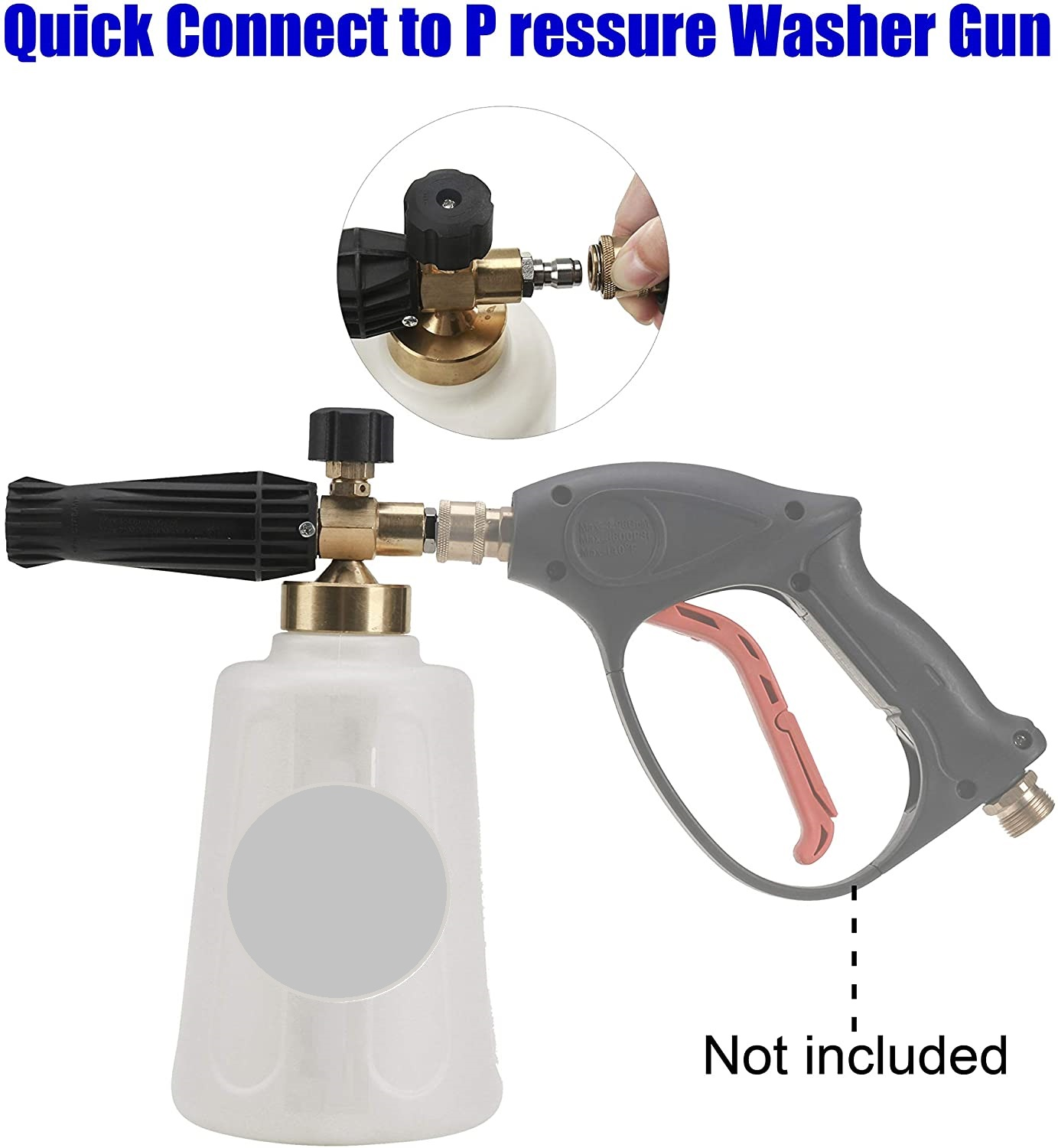 Promotionnal haute pression 3200psi Renque pour le lavage de voiture Nettoyage de 1/4 pouces Snow Moard Lance Cannon Sprayer