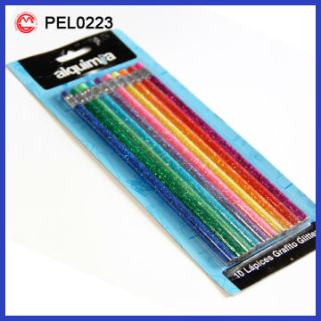 Glitter Color Pencil hexagon shaped with HB lead