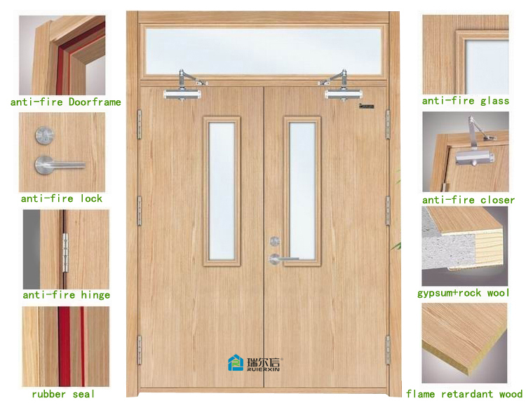 High Quality Green Environmental Wood Fire Door