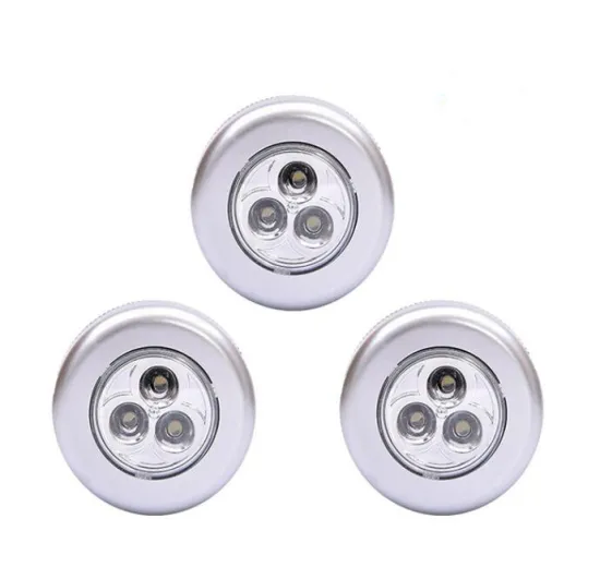 Affordable 3 LED Mini Round Tap Stick Light: Portable & Convenient Home Cabinet Illumination