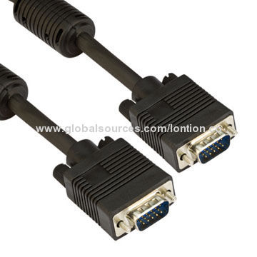 Gold-plated HD 15-pin VGA Cable, Male-to-Male with 1,080P Resolution