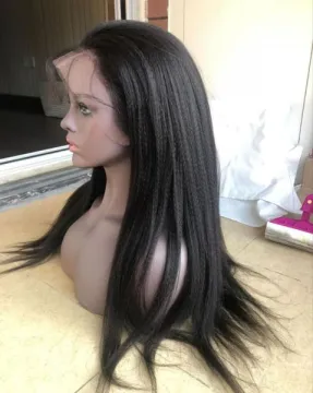 Wholesale Cheap Indian Human Hair 100% Unprocessed Cuticle Aligned Virgin Indian Wig Yaki Straight Lace Closure Wig Human Hair