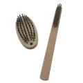 Metal wire brush with wooden handle