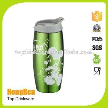 popular style promotional tumbler stainless steel travel mug cup with leak proof flip up lid