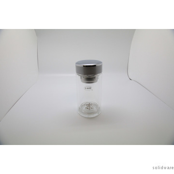 Double Wall Glass bottle with lid 220ml capacity