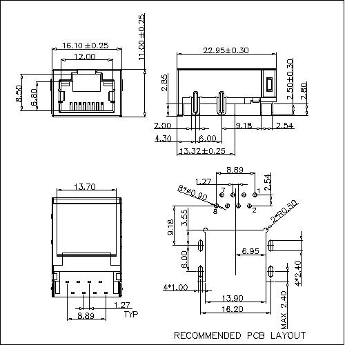 ATRT-6-A-G-X-017 RJ45 1X1 PORT WITH TRANSFORMERS 10-100BASE-T