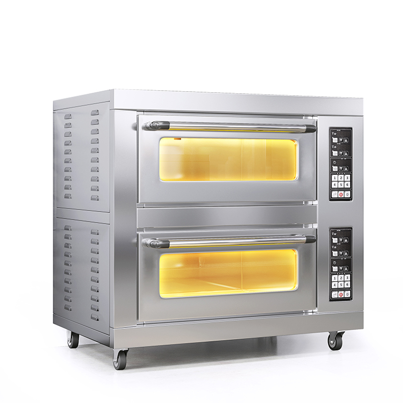Electric Commercial Bread and Pizza Oven: 2-Deck, 4-Tray Automatic Baking Solution