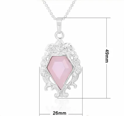 Silver Alloy Natural Faceted Diamond Gemstone Mirror Pendant