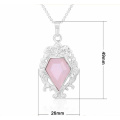 Silver Alloy Natural Faceted Diamond Gemstone Mirror Pendant