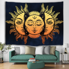 Sol e lua rosto tapeçaria mandala tapeçaria indiana hippie boêmio psicadélico místico tapeçaria para sala de estar quarto casa d