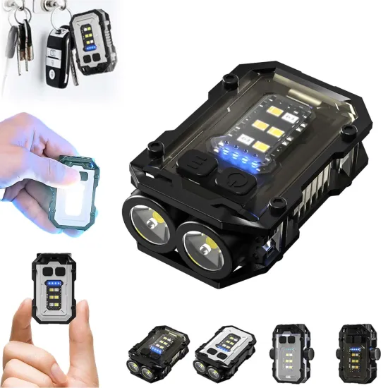 Super Bright, Powerful Torch: The Ultimate Multi-functional Linterna with Magnetic Keychain, COB EDC Design - Small, LED Rechargeable Mini Flashlight