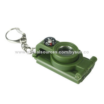 Multifunction mini LED magnifier keychain with telescope and compass