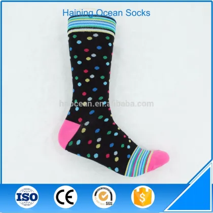 Newest design wave point pattern knitted socks women