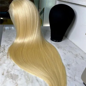 Wholesale blonde wig HD lace pre plucked human hair straight 613 lace frontal wigs 40 inch human hair full lace front wig