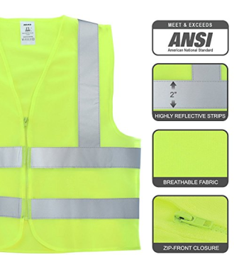 High Visibility Safety Vest meet ANSI Standard Neon Yellow