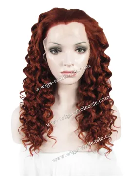 CWN3C350 Curly Synthetic Wigs Auburn High Density Lace Wigs Synthetic