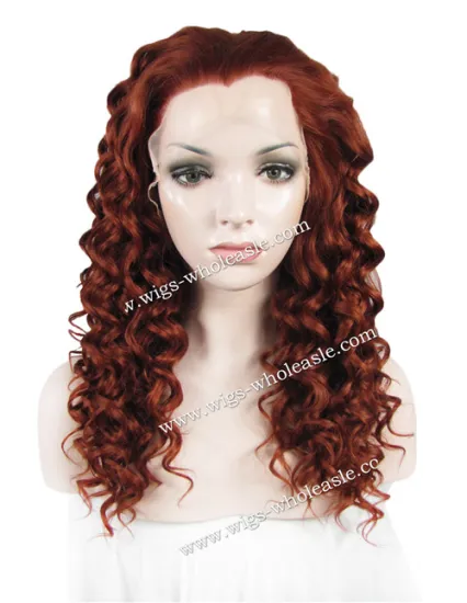CWN3C350 Curly Synthetic Wigs Auburn High Density Lace Wigs Synthetic