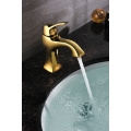 Gold Brass Bathroom Faucets Single Handle