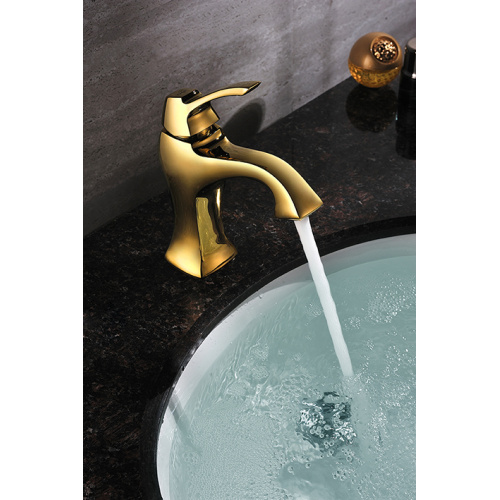 Gold Brass Bathroom Faucets Single Handle