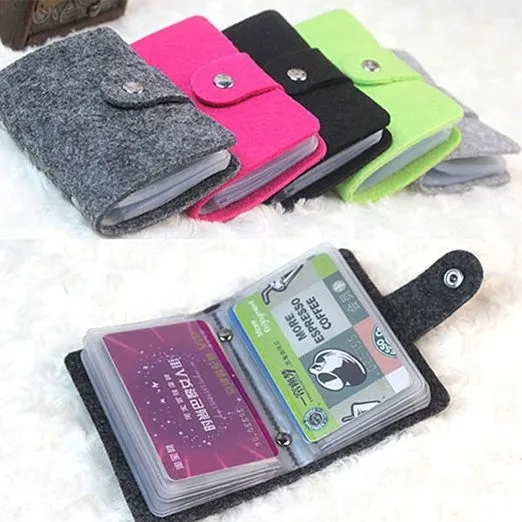 Fashion Felt Business Card Holder ID Card Wallet with 24 Slots