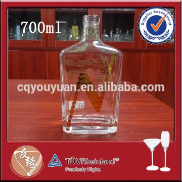 Hot sell spirit bottle 700ml flask glass bottle for vodka