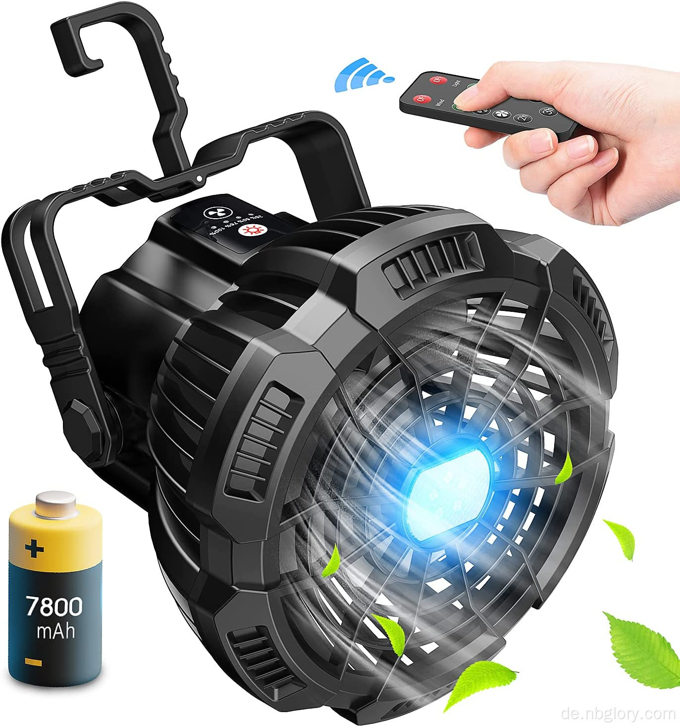 2 in 1 7800 MAH tragbare und tragbare Lüfter USB -Aufladung Camping -Fans mit LED -Licht