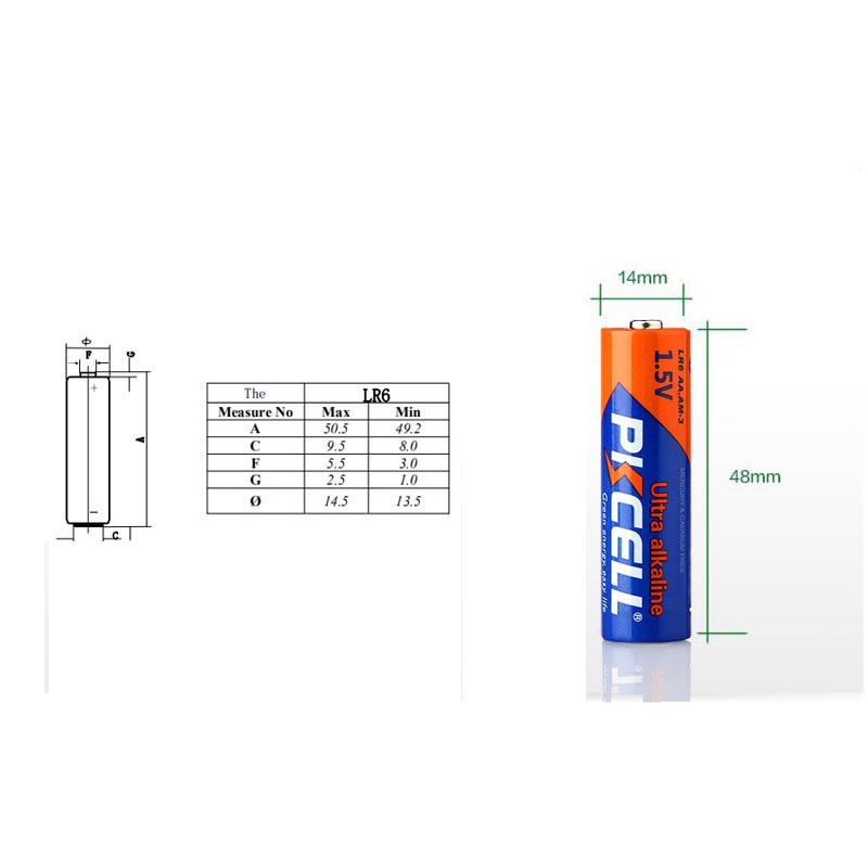 6Pack*4Pcs PKCELL 1.5V LR6 Battery AA Alkaline 2A Baterias Bateria Battery AA Dry Battery Primary Battery