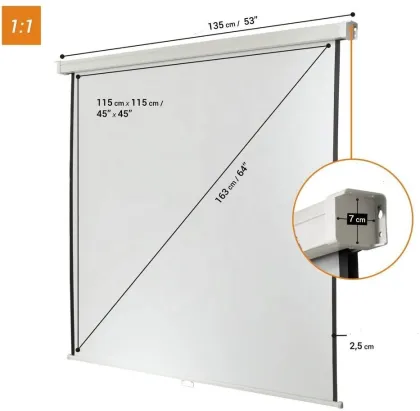 120X120cm OEM Slow retract manual projector screen