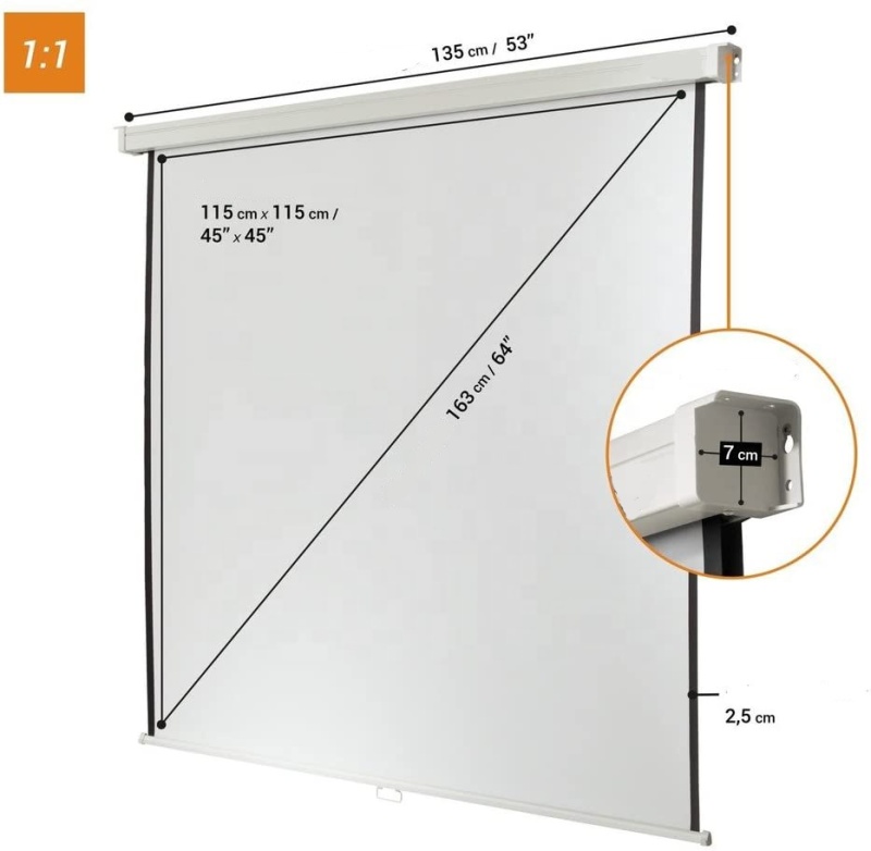 120X120cm OEM Slow retract manual projector screen