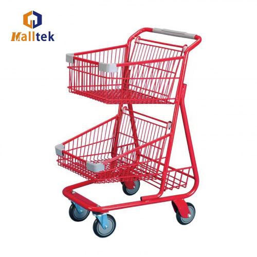 Basket Trolley 2 layer American Supermarket shopping basket trolley cart Supplier