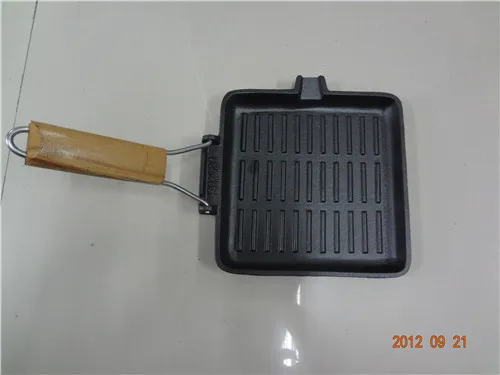 Pre-seasoned Cast Iron Grill Pan with Foldable Handle
